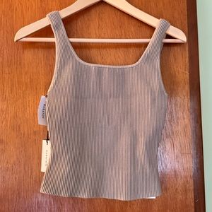 NWT Aritzia Sculpt Knit Squareneck Tank in Fluent Taupe Sz S